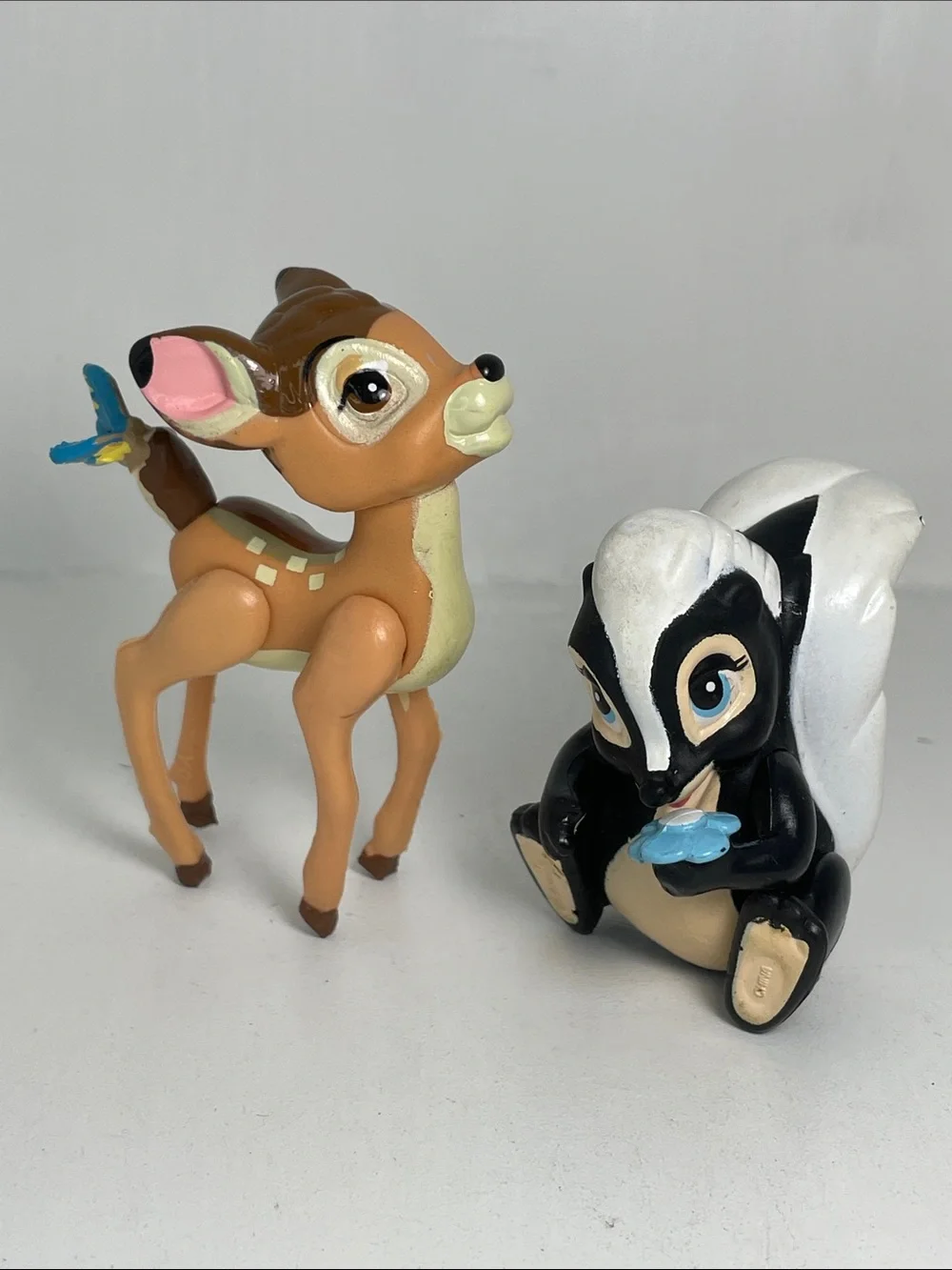 Bambi Butterfly Tail Baby Deer & Flower Skunk Figure 1990's  3.5